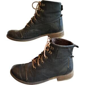 Josef Seibel Lace‑Up Granny Boots SZ 6.5 Leather Ankle Boho Packer Distressed